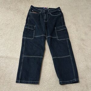 Empyre Loose Fit Black Denim Cargo Skate Jeans